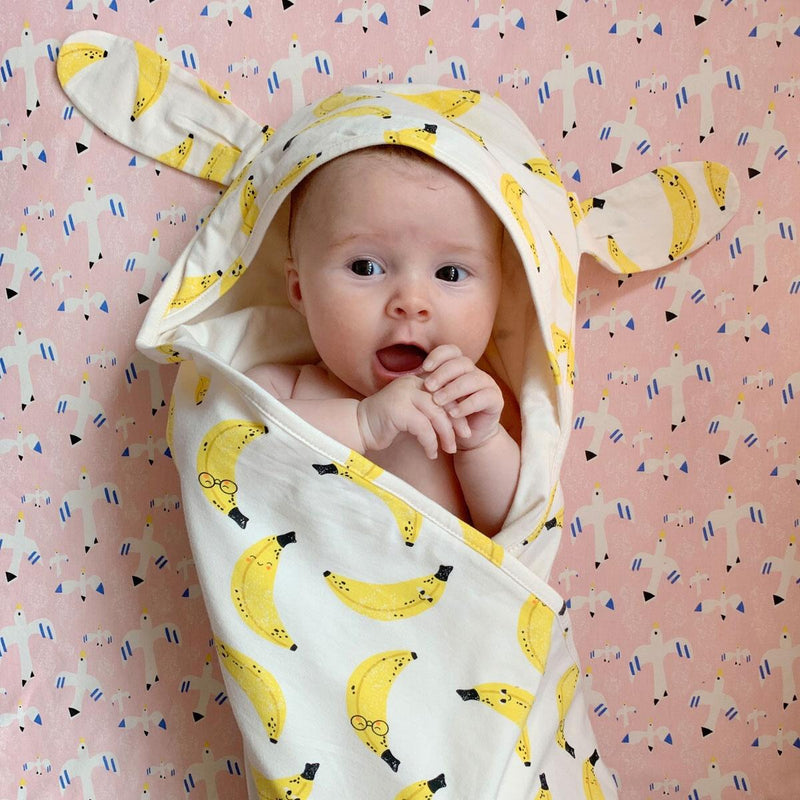 Bunny Ears Banana Print Baby Shawl