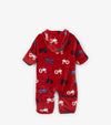 warm onesie for baby boy with tractor print
