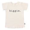 baby boy tee shirt with typewriter graphic that says biggie, referencing rapper notorious b.i.g.